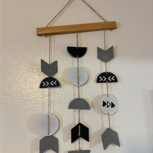 Modern Geometric Wall Hanging Decor - Black, White, and Gray
